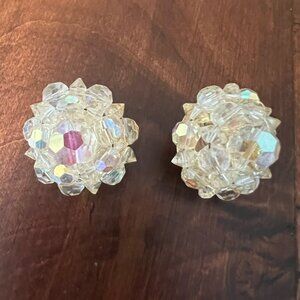 Lisner Aurora Borealis Gold Tone Clip On Earrings